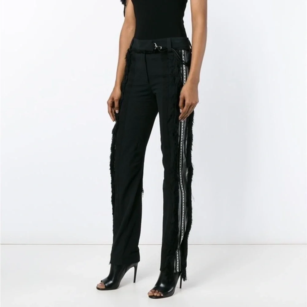 Paco Rabanne S/S 2016 Searsucker Striped Fringe Trim Straight Leg Pants, EU 40 - Picture 1 of 13